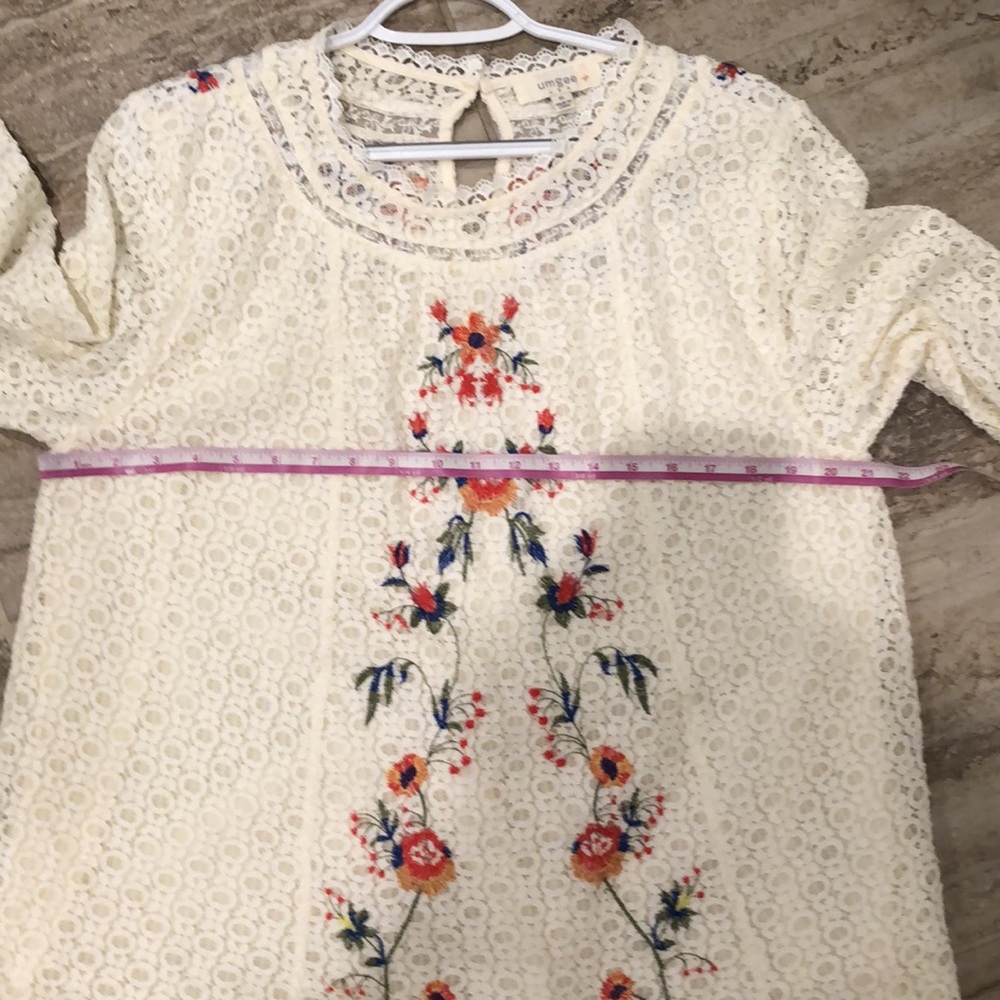 Umgee Lace Embroidered Floral Top Tunic Blouse Ivory XL - Picture 7 of 12